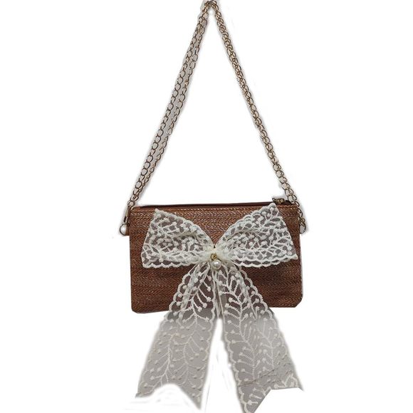 Vintage Retro Bow Straw Beach Tote Shoulder Hand Phone Purse :] - Picture 1 of 5